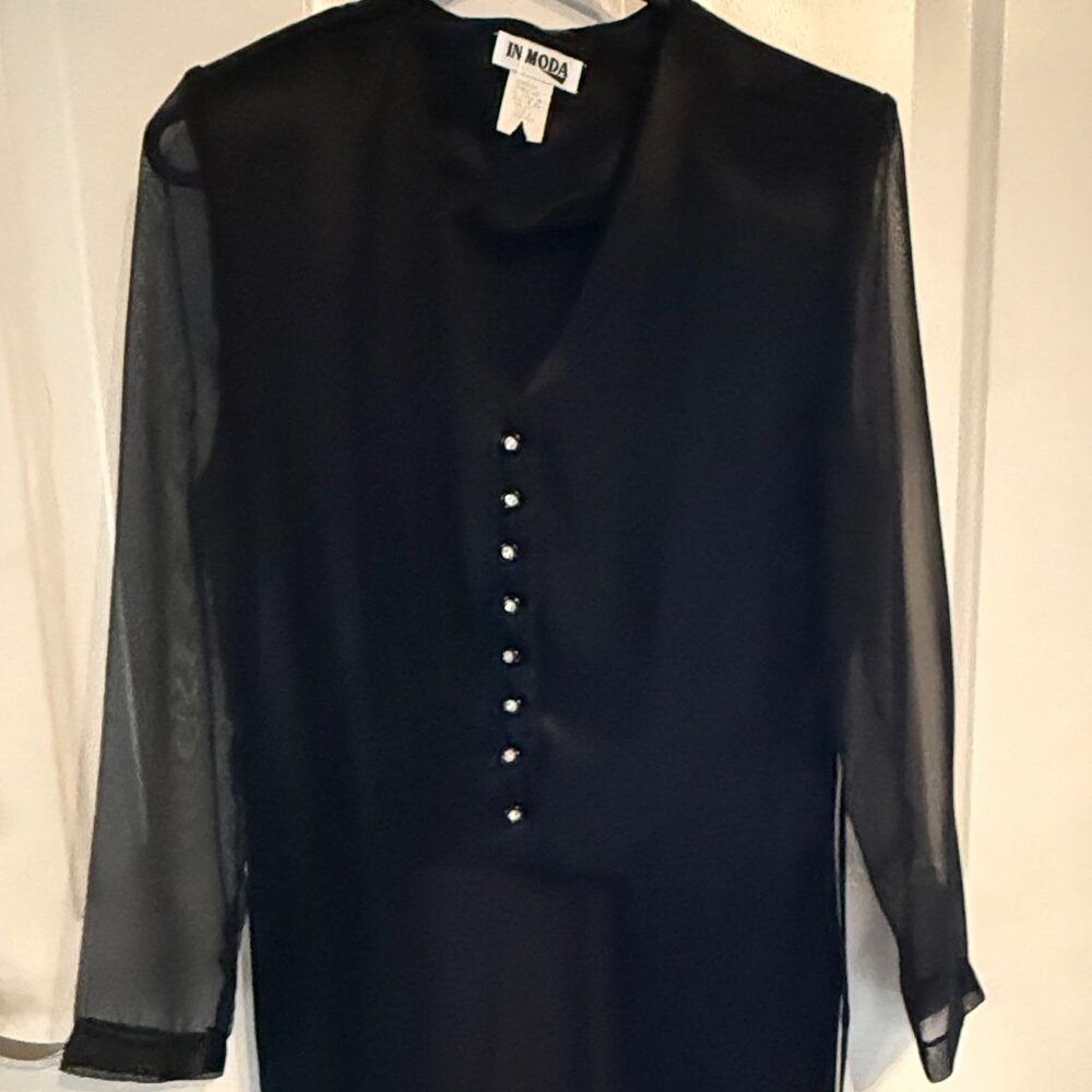 Black Tuxedo Style Long Overcoat